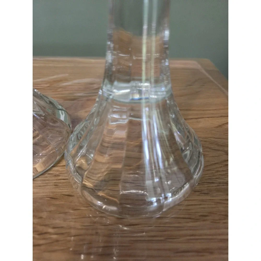 Pair of Clear Glass Candlestick Holders 7.75